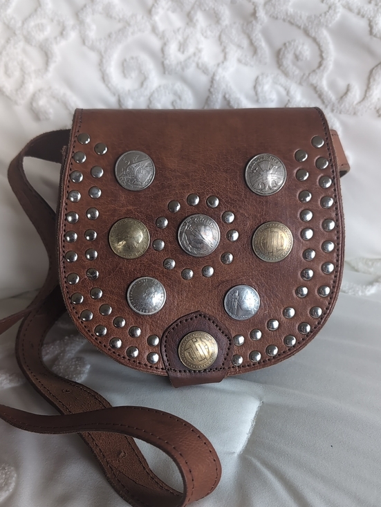 Handbags - Vintage Moroccan Leather Belt/Cross Shoulder Bag Vintage European Coins Unisex